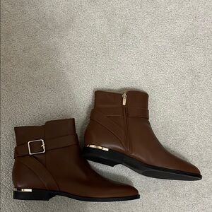 ALDO Brown Ankle Boots with Buckle Detail